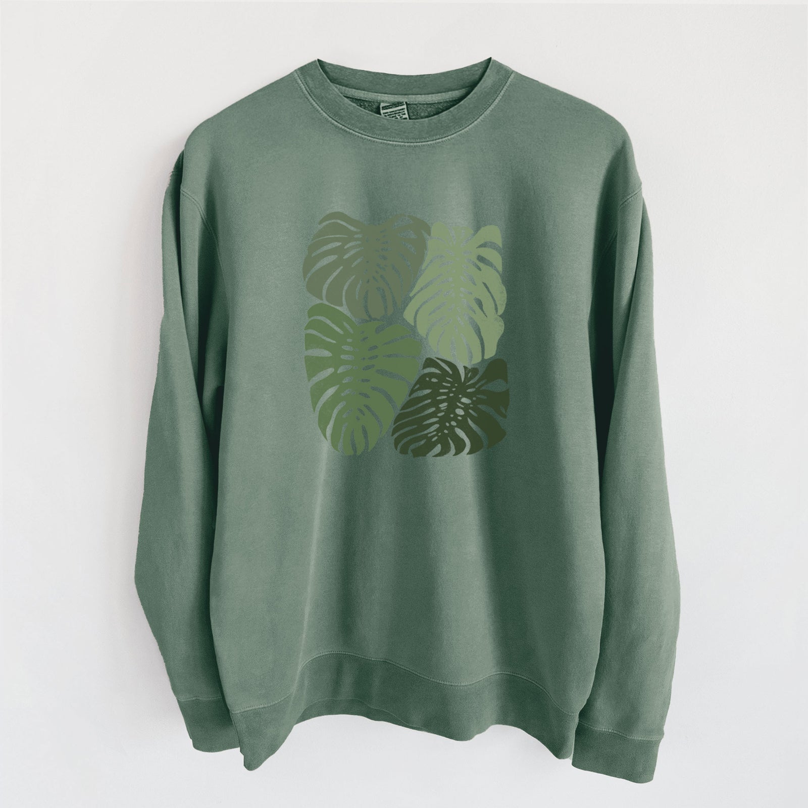 Monstera Vibes - Unisex Pigment Dyed Crew Sweatshirt in Alpine Green