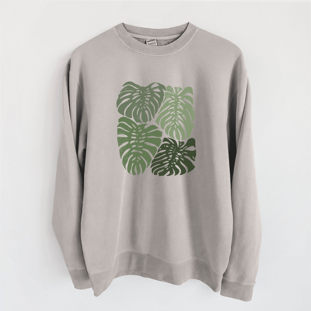 Monstera Vibes - Unisex Pigment Dyed Crew Sweatshirt in Cement