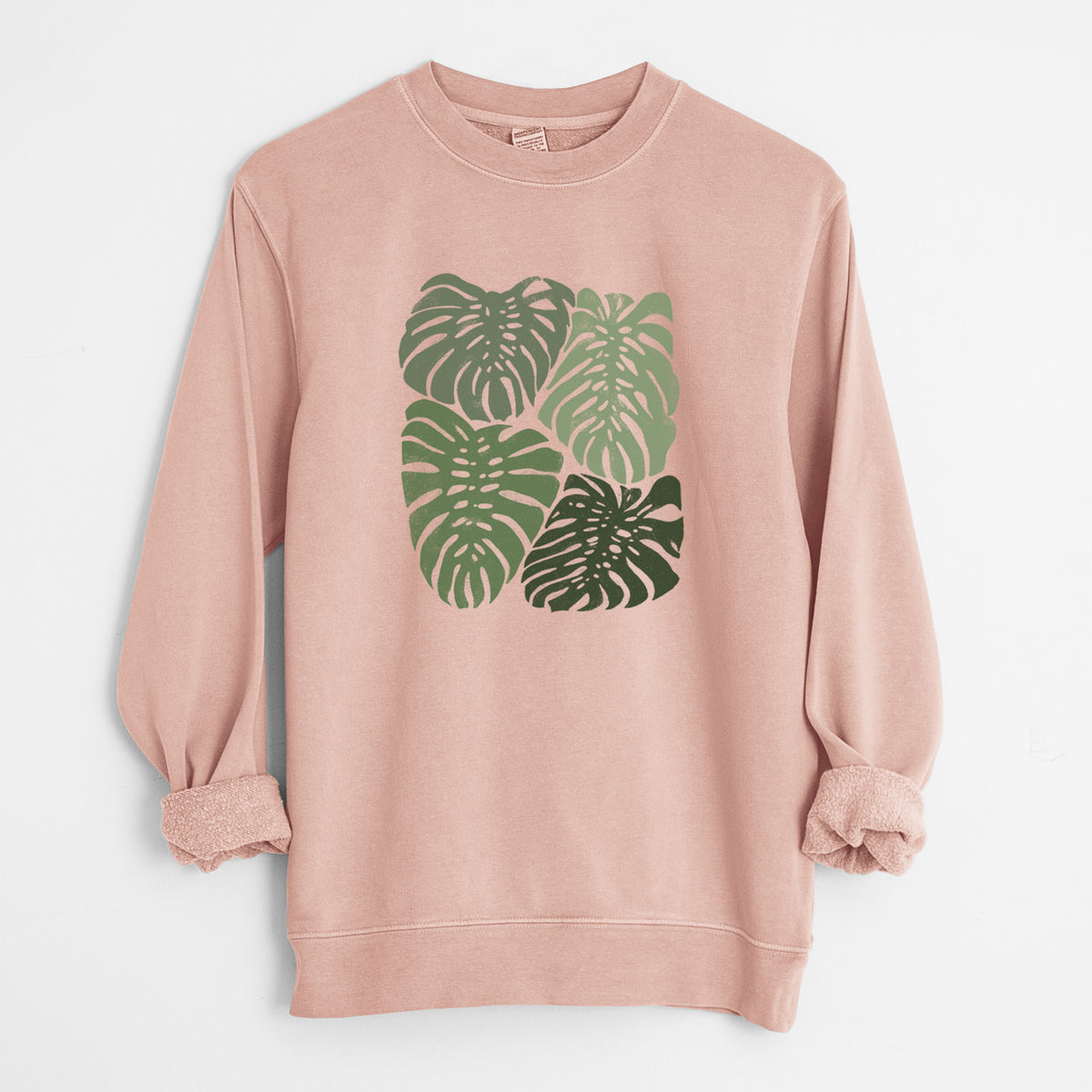 Monstera Vibes - Unisex Pigment Dyed Crew Sweatshirt in Dusty Pink