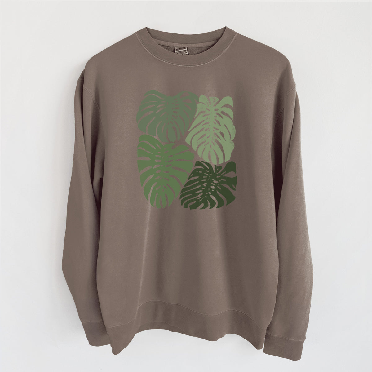 Monstera Vibes - Unisex Pigment Dyed Crew Sweatshirt in Espresso