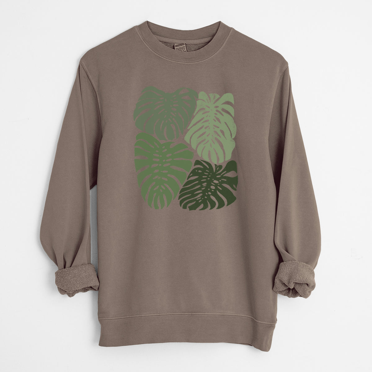 Monstera Vibes - Unisex Pigment Dyed Crew Sweatshirt in Espresso