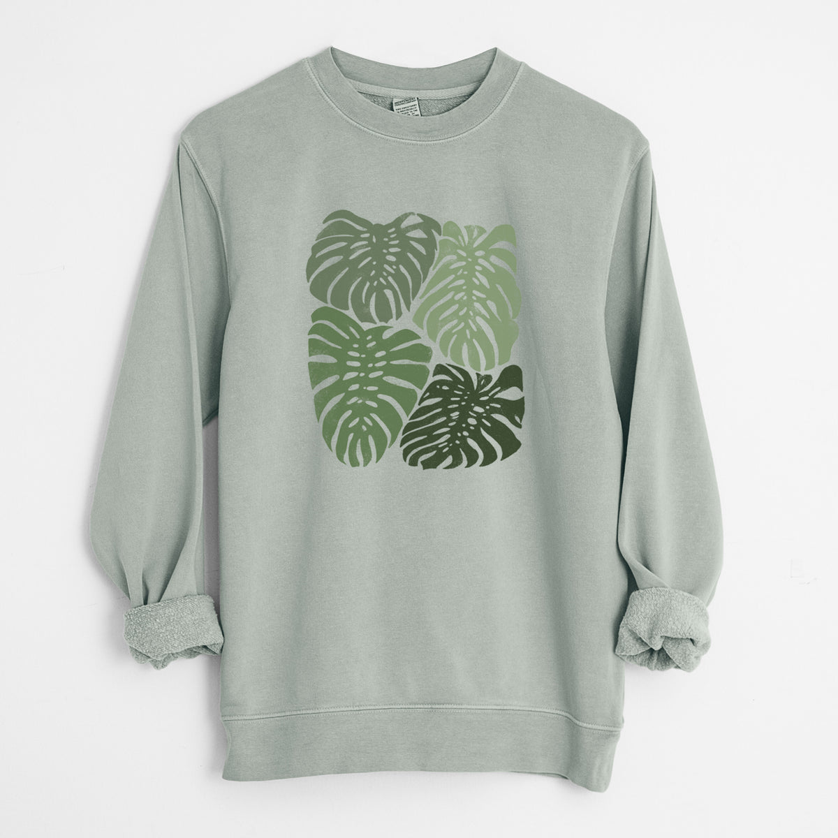 Monstera Vibes - Unisex Pigment Dyed Crew Sweatshirt in Sage
