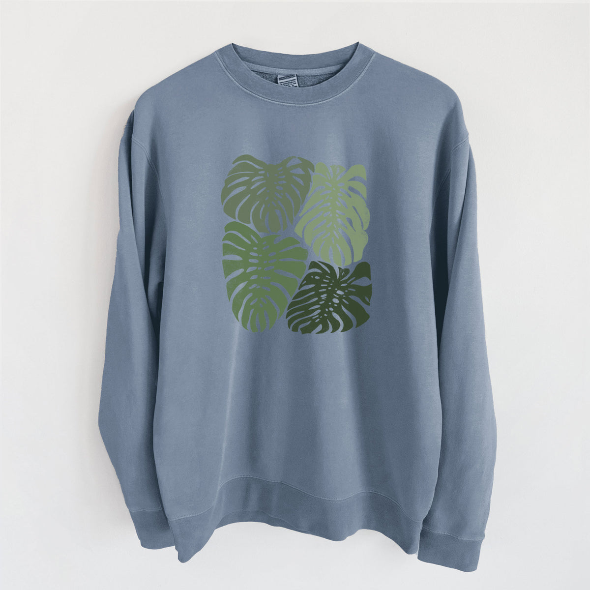 Monstera Vibes - Unisex Pigment Dyed Crew Sweatshirt in Slate Blue