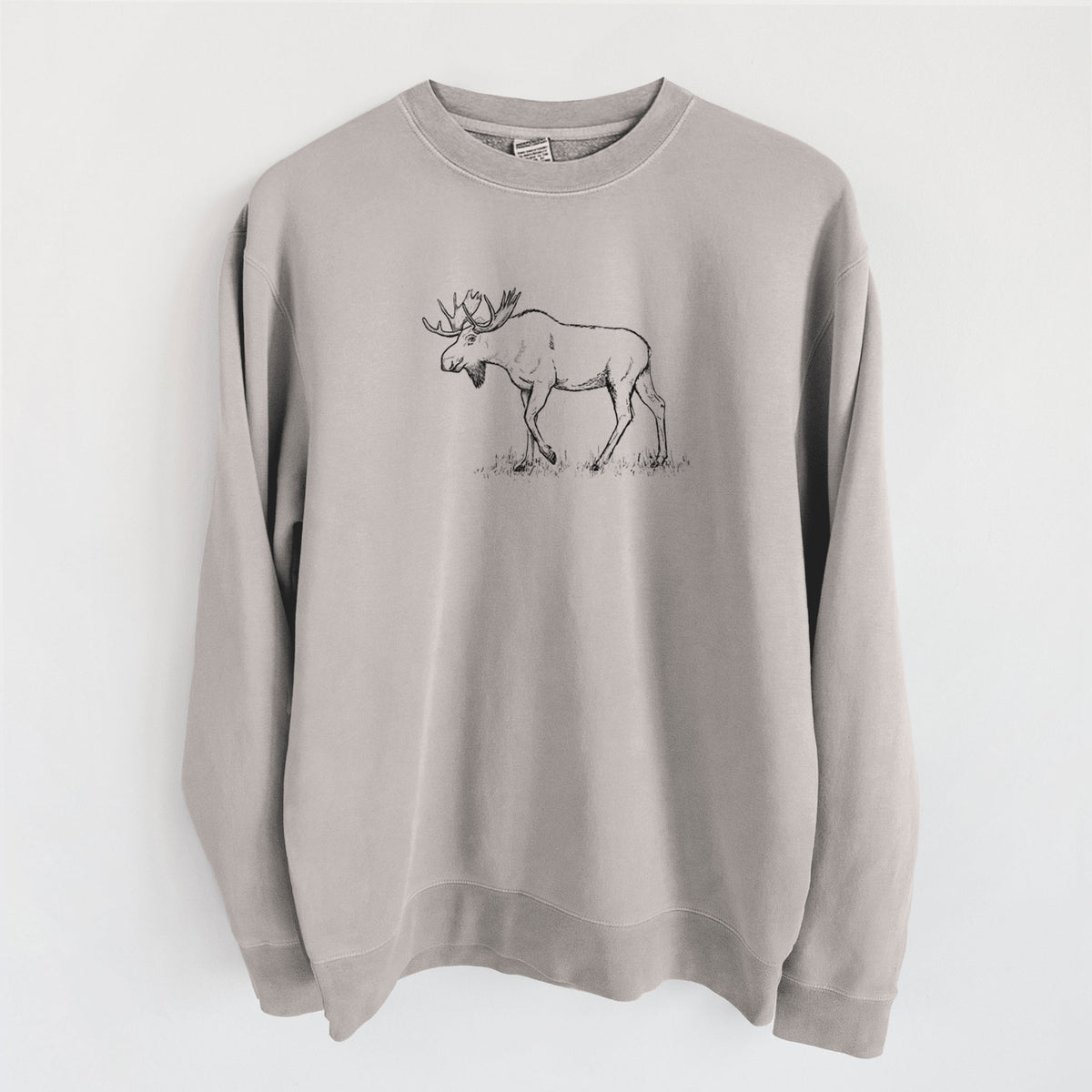 Bull Moose - Alces alces - Unisex Pigment Dyed Crew Sweatshirt in Cement