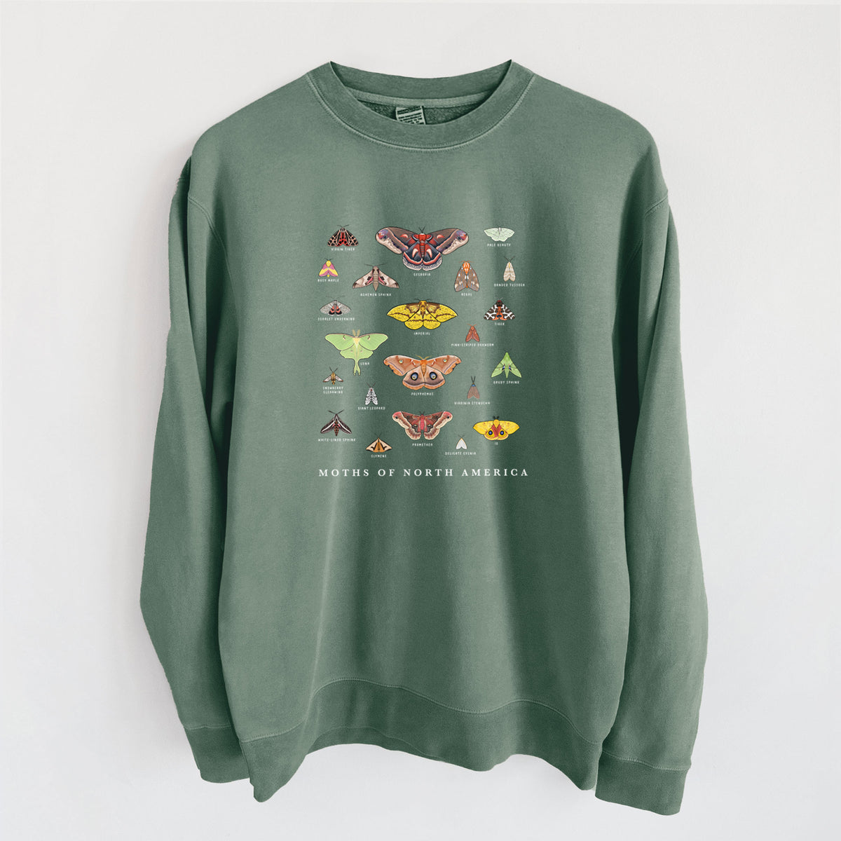 Moths of North America - Unisex Pigment Dyed Crew Sweatshirt in Alpine Green