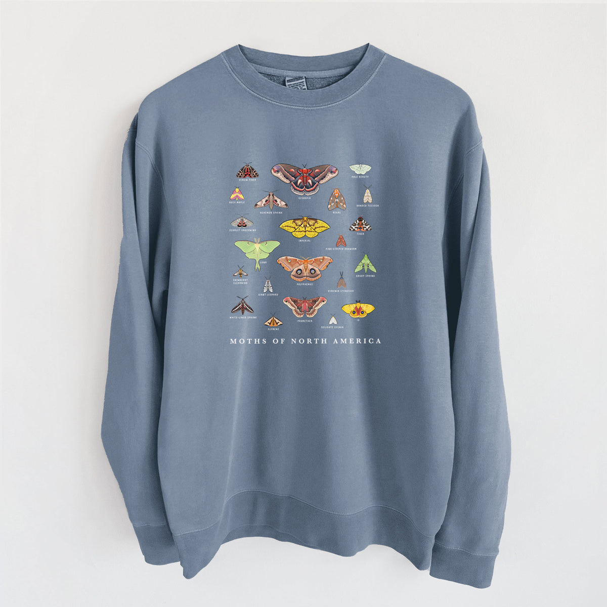Moths of North America - Unisex Pigment Dyed Crew Sweatshirt in Slate Blue
