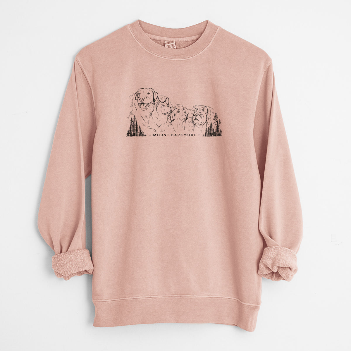 Mount Barkmore - Dog Tribute - Unisex Pigment Dyed Crew Sweatshirt in Dusty Pink