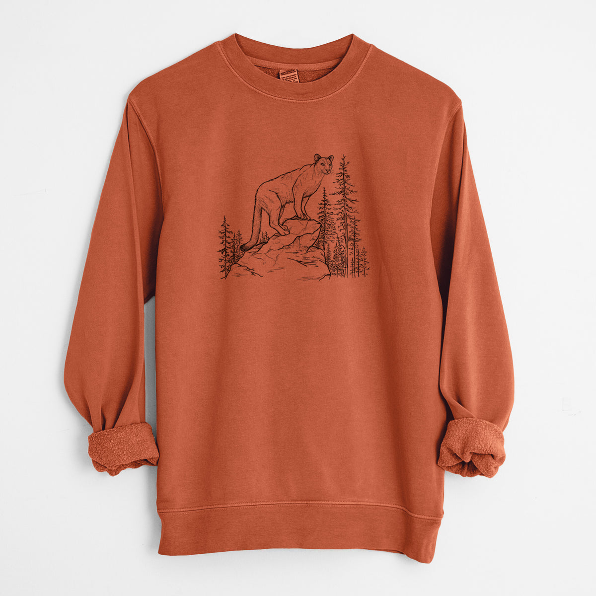 Mountain Lion - Puma concolor - Unisex Pigment Dyed Crew Sweatshirt in Amber