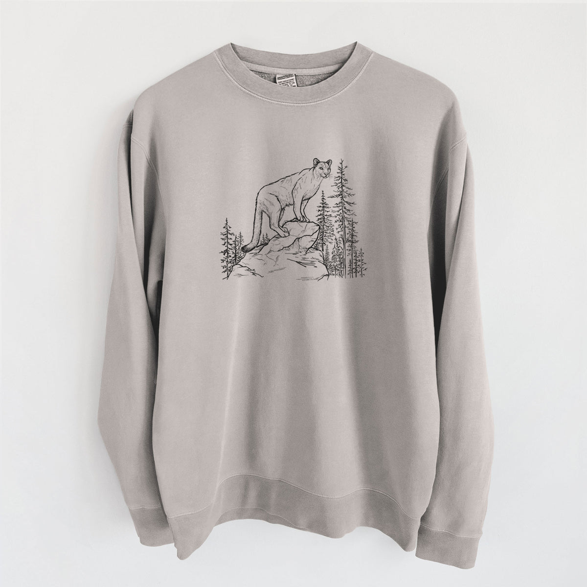 Mountain Lion - Puma concolor - Unisex Pigment Dyed Crew Sweatshirt in Cement