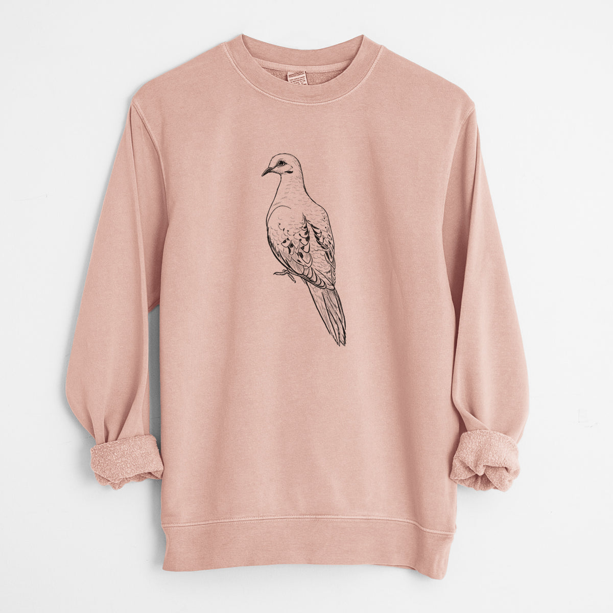 Mourning Dove - Zenaida macroura - Unisex Pigment Dyed Crew Sweatshirt in Dusty Pink