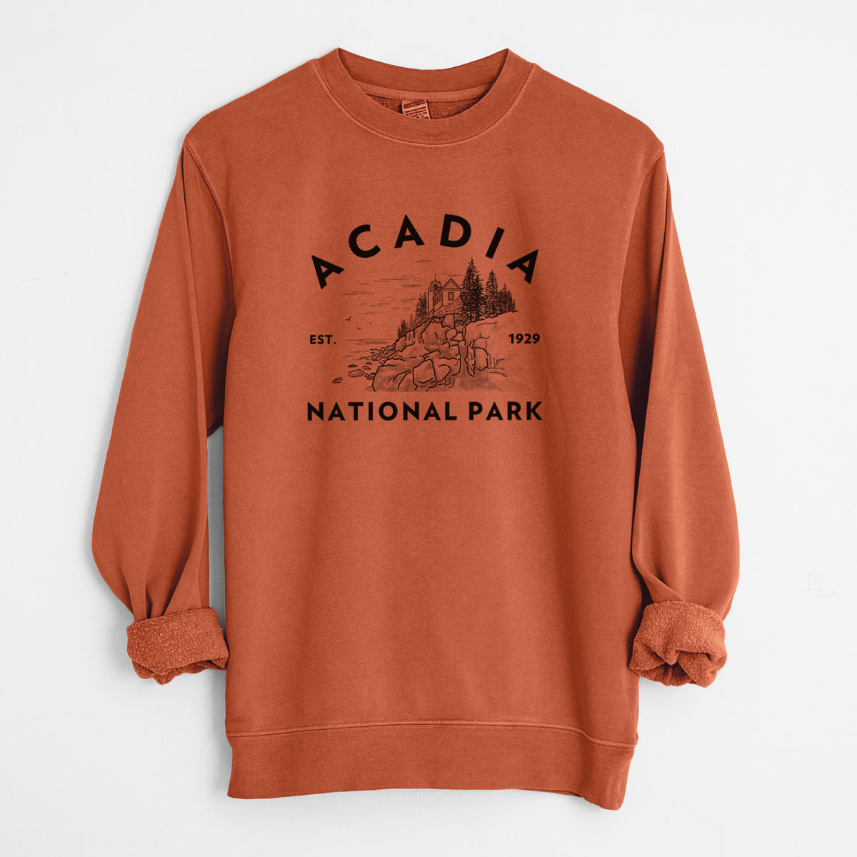 Acadia National Park - Unisex Pigment Dyed Crew Sweatshirt in Amber