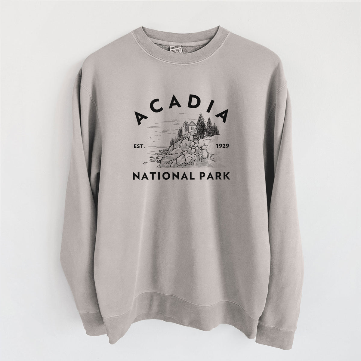 Acadia National Park - Unisex Pigment Dyed Crew Sweatshirt in Cement