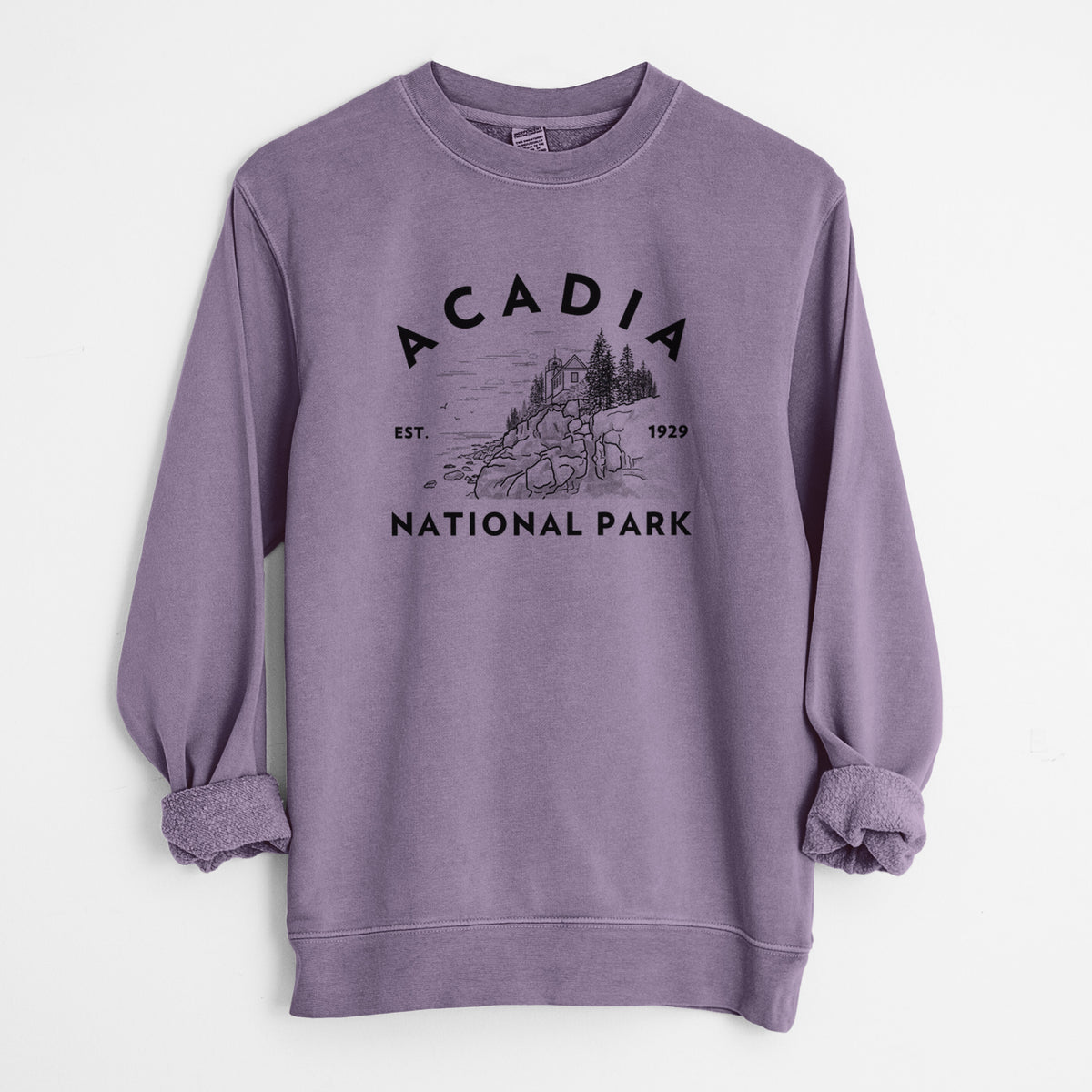 Acadia National Park - Unisex Pigment Dyed Crew Sweatshirt in Plum