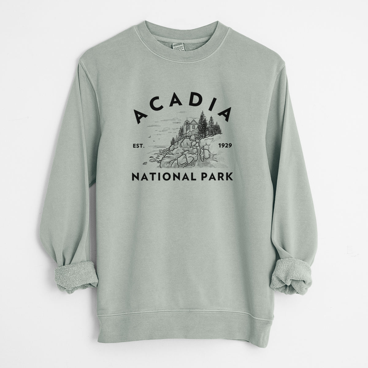 Acadia National Park - Unisex Pigment Dyed Crew Sweatshirt in Sage