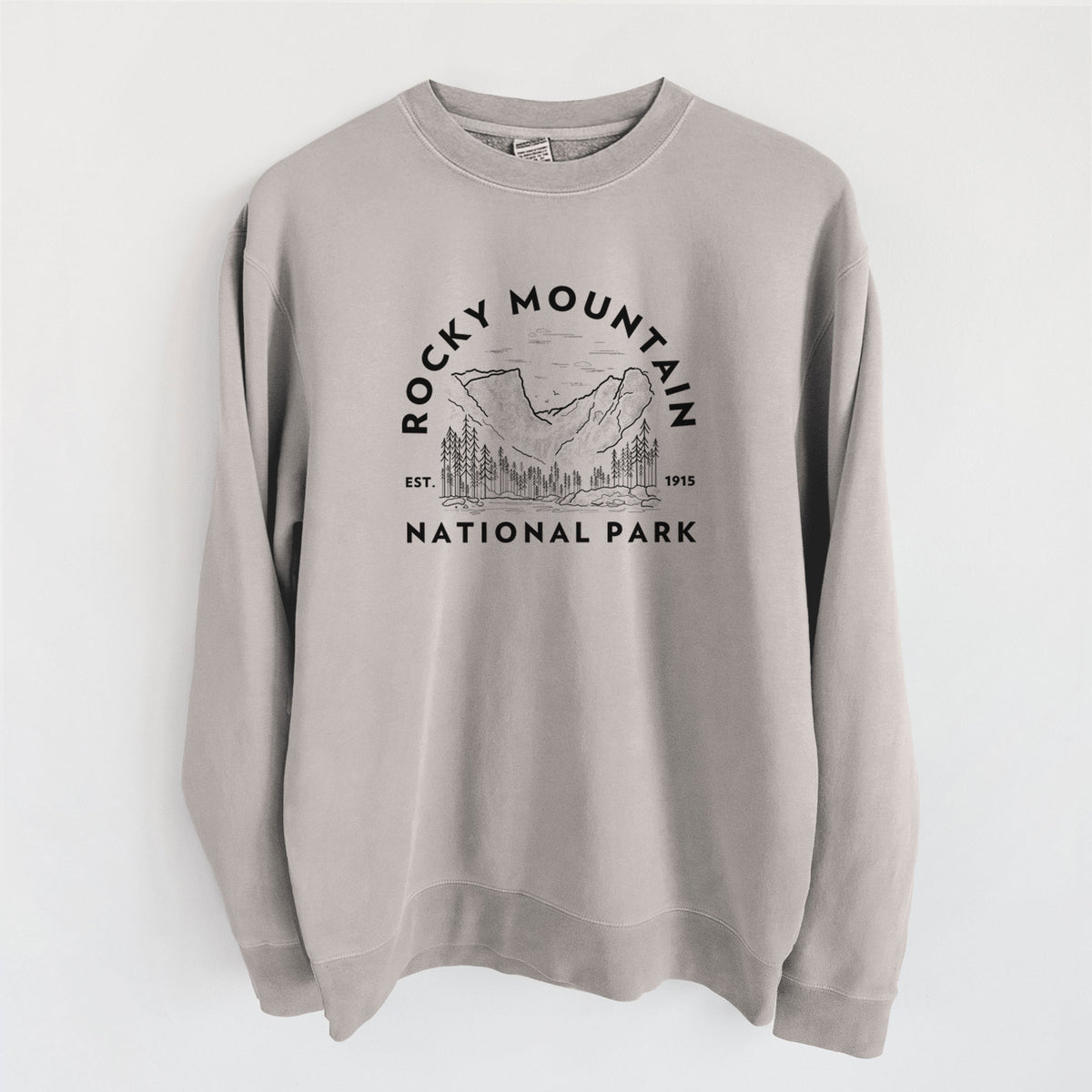 Rocky Mountain National Park - Unisex Pigment Dyed Crew Sweatshirt in Cement