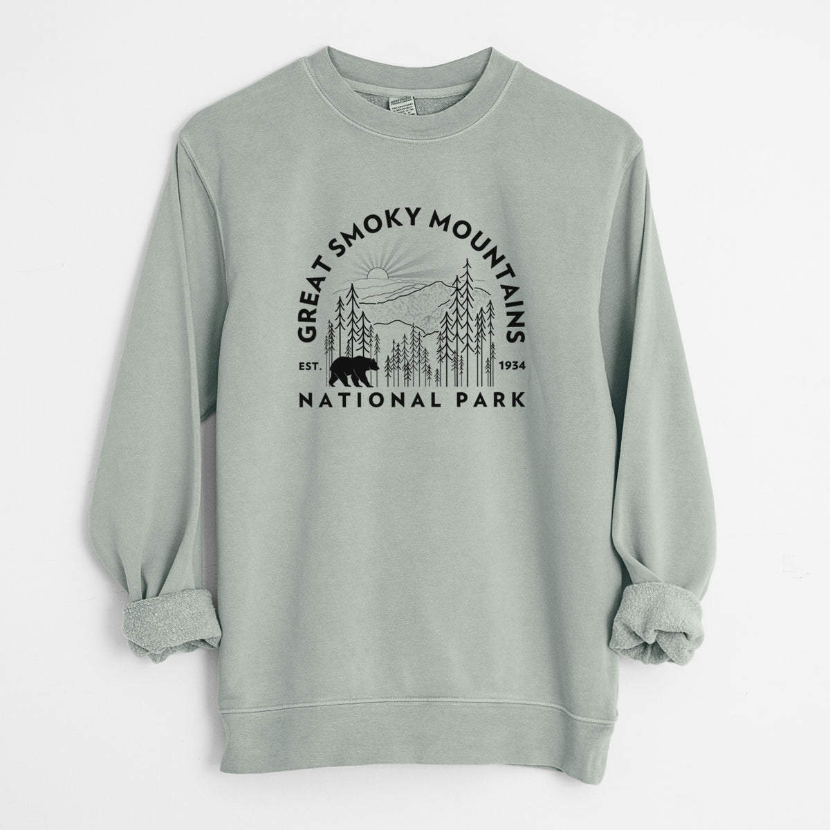 Great Smoky Mountains National Park - Unisex Pigment Dyed Crew Sweatshirt in Sage