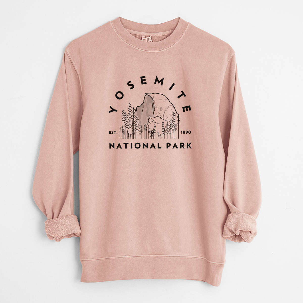 Yosemite National Park - Unisex Pigment Dyed Crew Sweatshirt in Dusty Pink