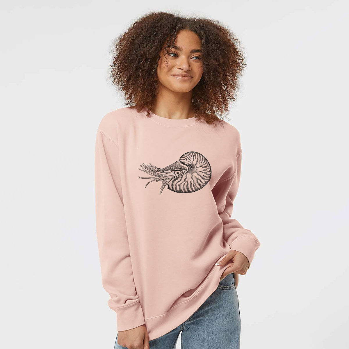 Palau Nautilus - Nautilus belauensis - Unisex Pigment Dyed Crew Sweatshirt in Dusty Pink