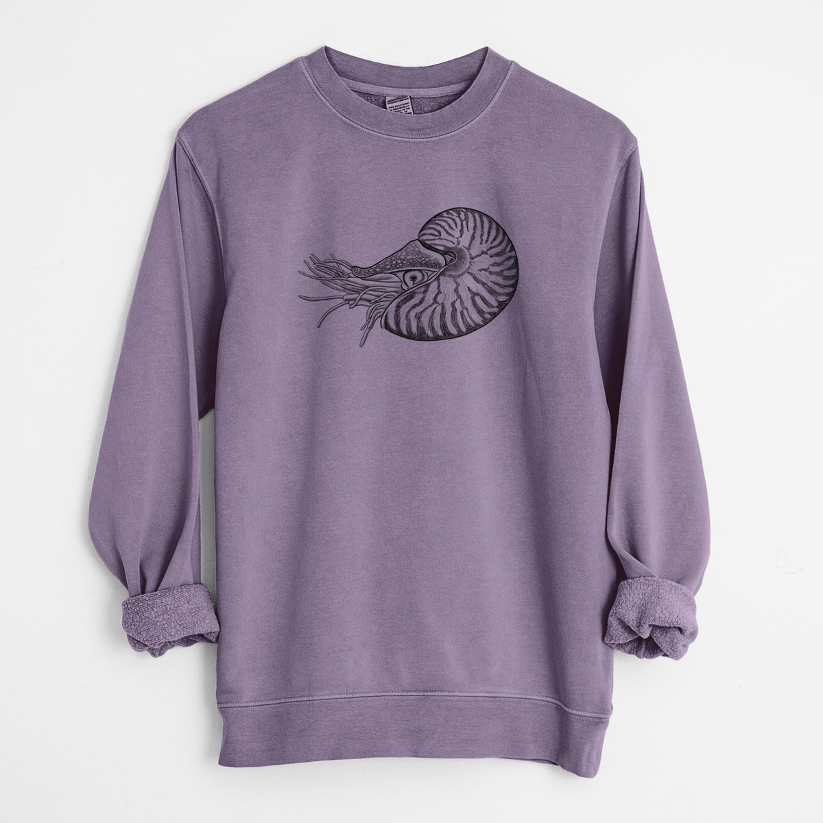 Palau Nautilus - Nautilus belauensis - Unisex Pigment Dyed Crew Sweatshirt in Plum