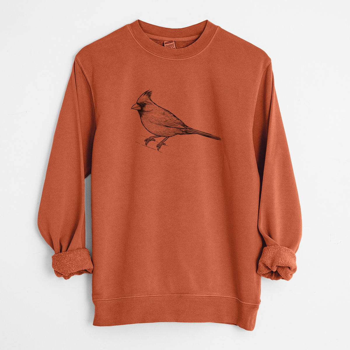 Northern Cardinal - Cardinalis cardinalis - Unisex Pigment Dyed Crew Sweatshirt in Amber