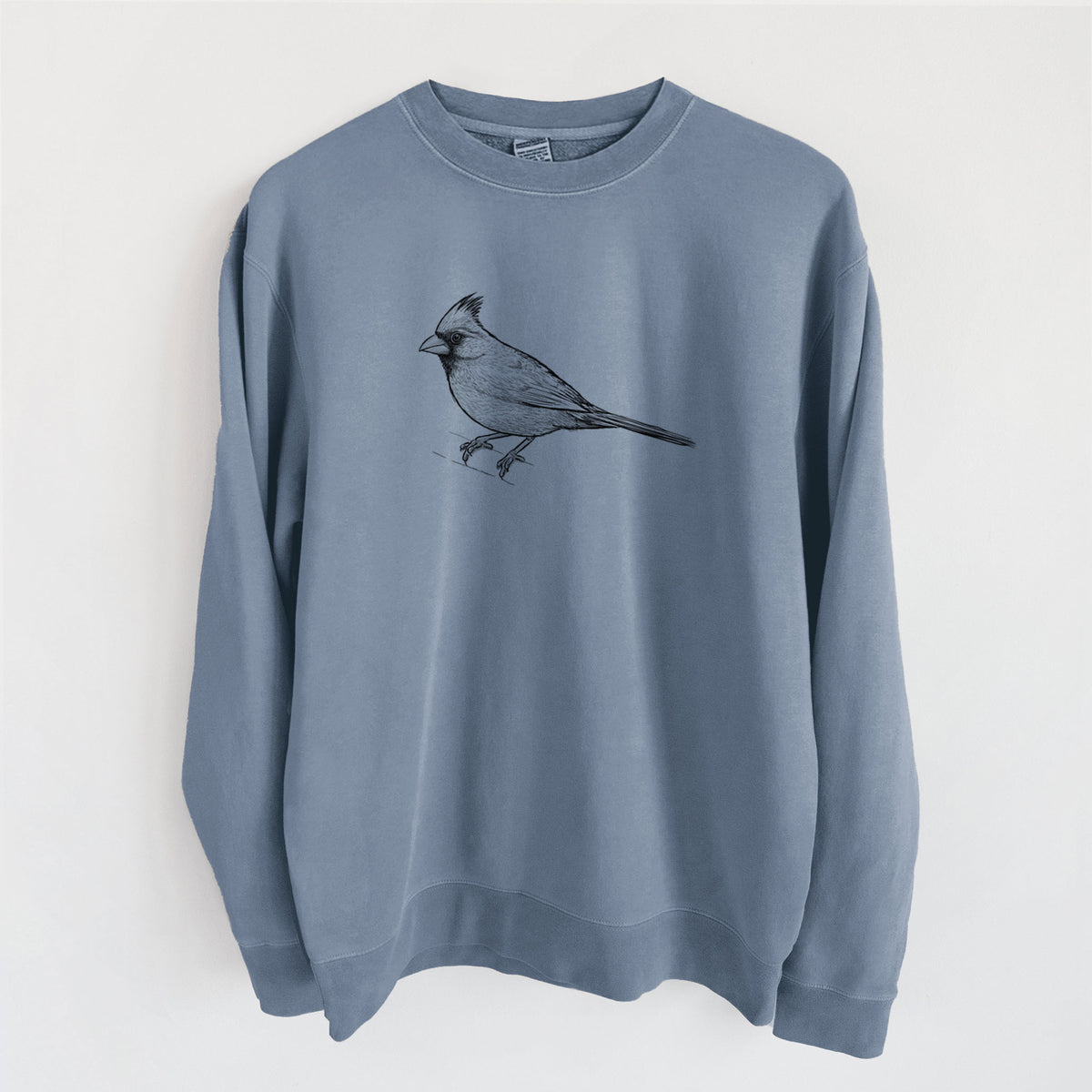 Northern Cardinal - Cardinalis cardinalis - Unisex Pigment Dyed Crew Sweatshirt in Slate Blue