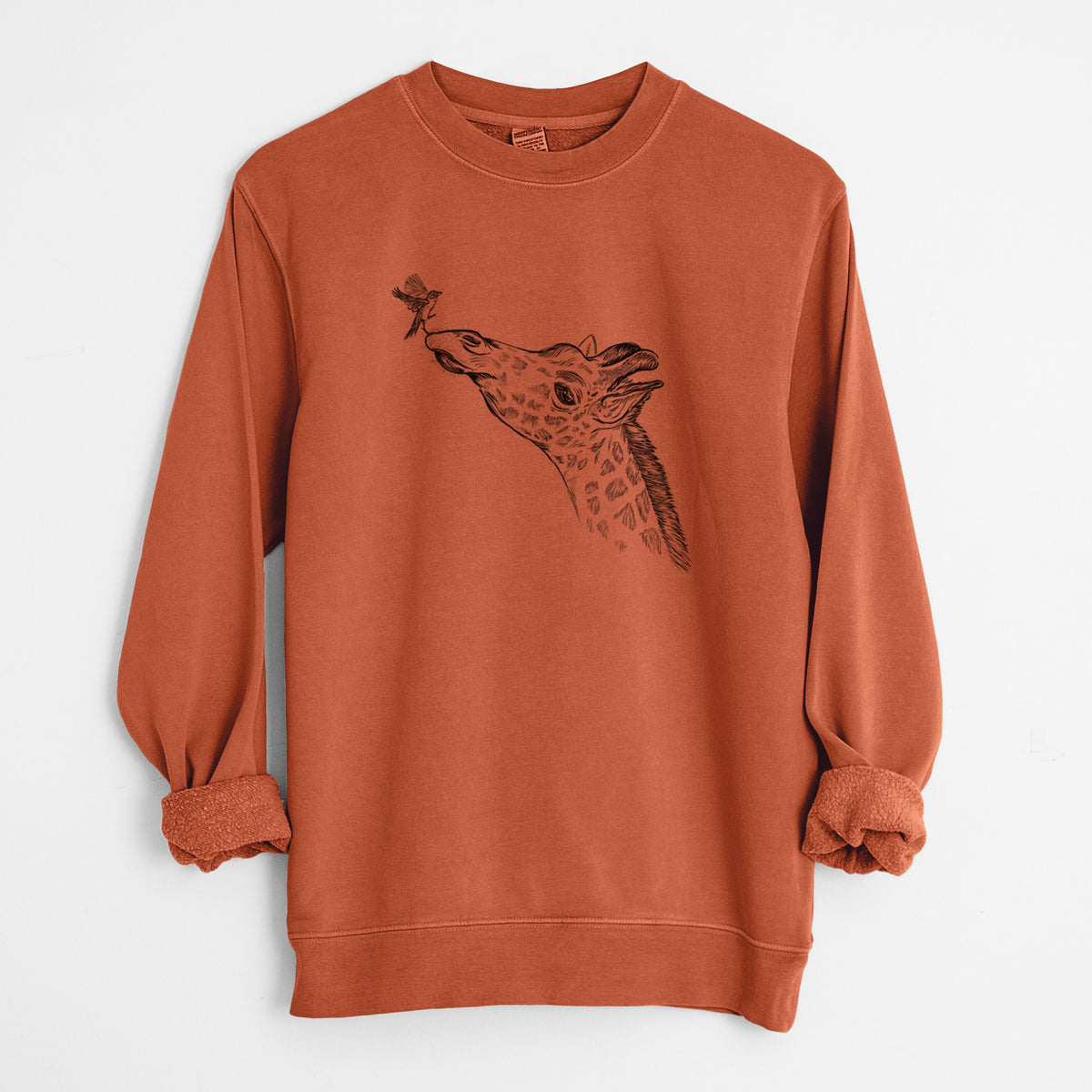 Northern Giraffe - Giraffa camelopardalis - Unisex Pigment Dyed Crew Sweatshirt in Amber