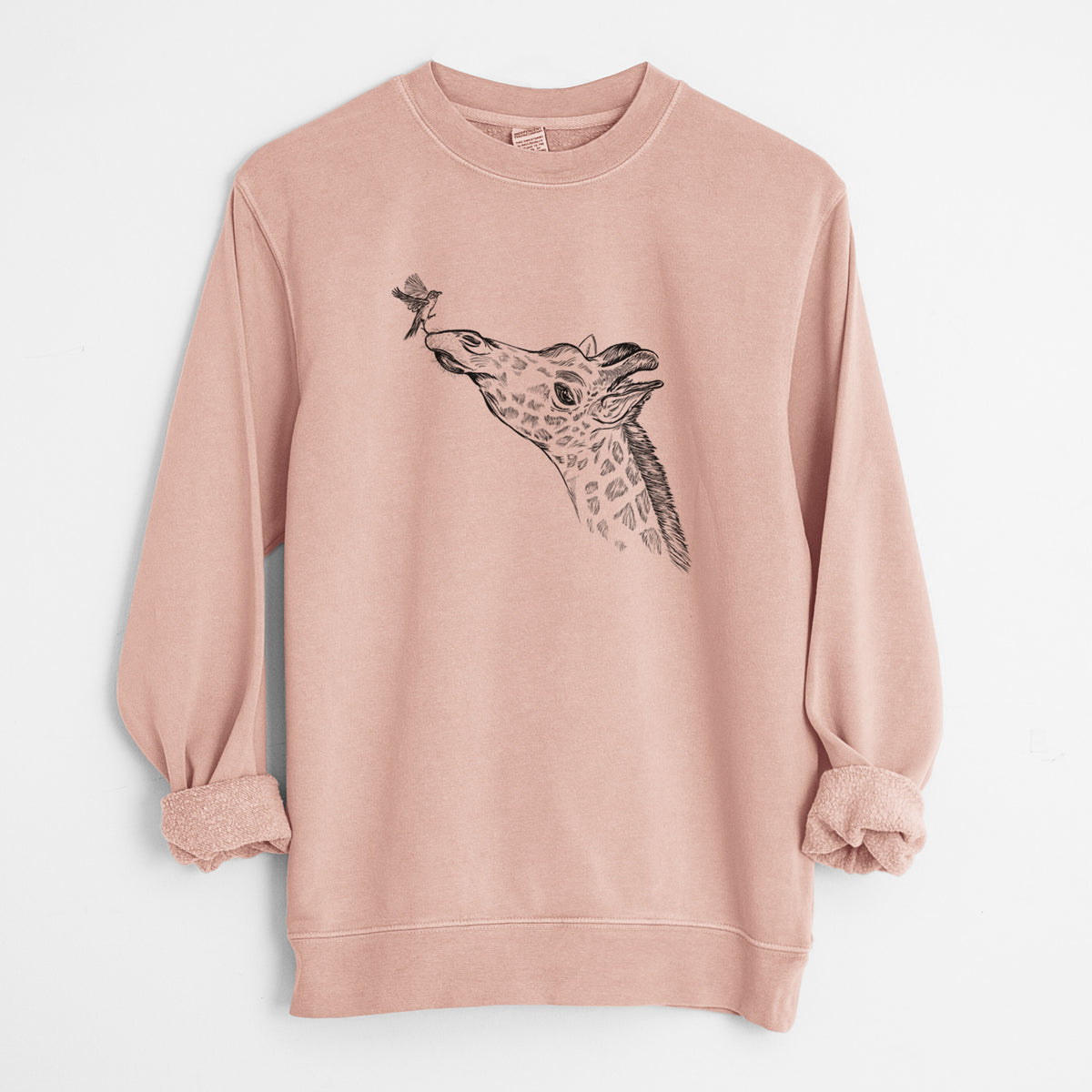 Northern Giraffe - Giraffa camelopardalis - Unisex Pigment Dyed Crew Sweatshirt in Dusty Pink