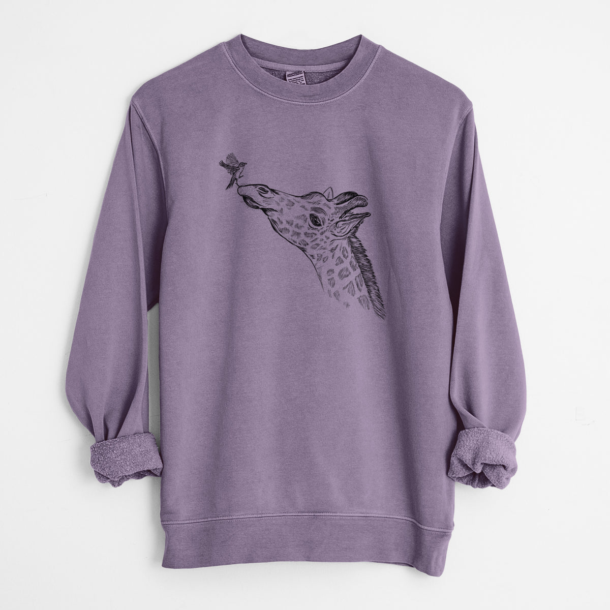 Northern Giraffe - Giraffa camelopardalis - Unisex Pigment Dyed Crew Sweatshirt in Plum