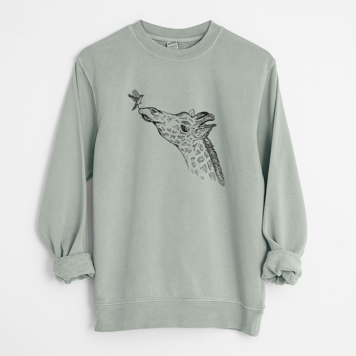 Northern Giraffe - Giraffa camelopardalis - Unisex Pigment Dyed Crew Sweatshirt in Sage