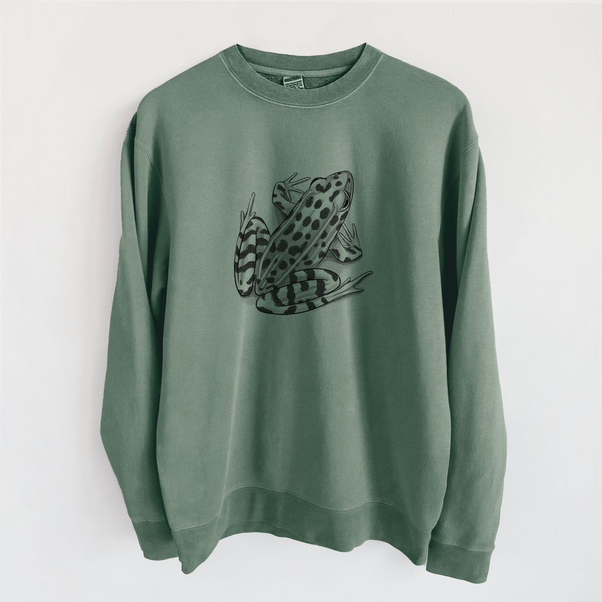 Northern Leopard Frog - Lithobates pipiens - Unisex Pigment Dyed Crew Sweatshirt in Alpine Green