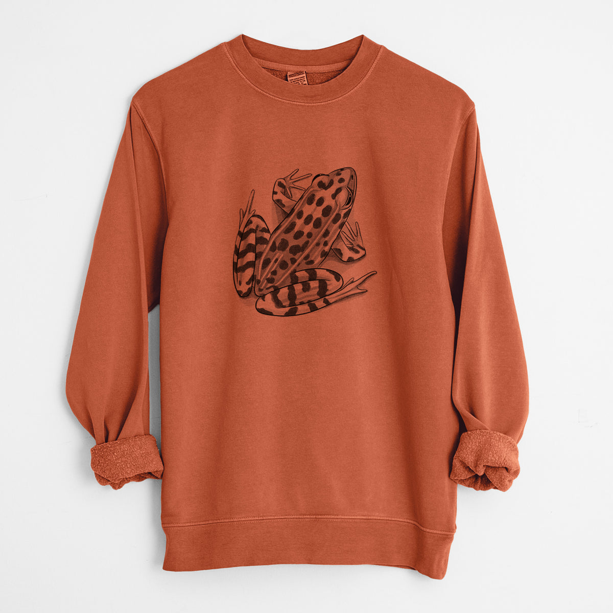 Northern Leopard Frog - Lithobates pipiens - Unisex Pigment Dyed Crew Sweatshirt in Amber