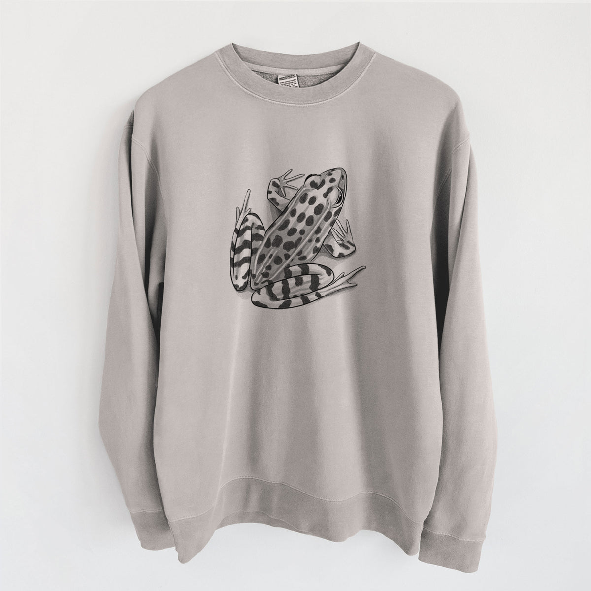Northern Leopard Frog - Lithobates pipiens - Unisex Pigment Dyed Crew Sweatshirt in Cement