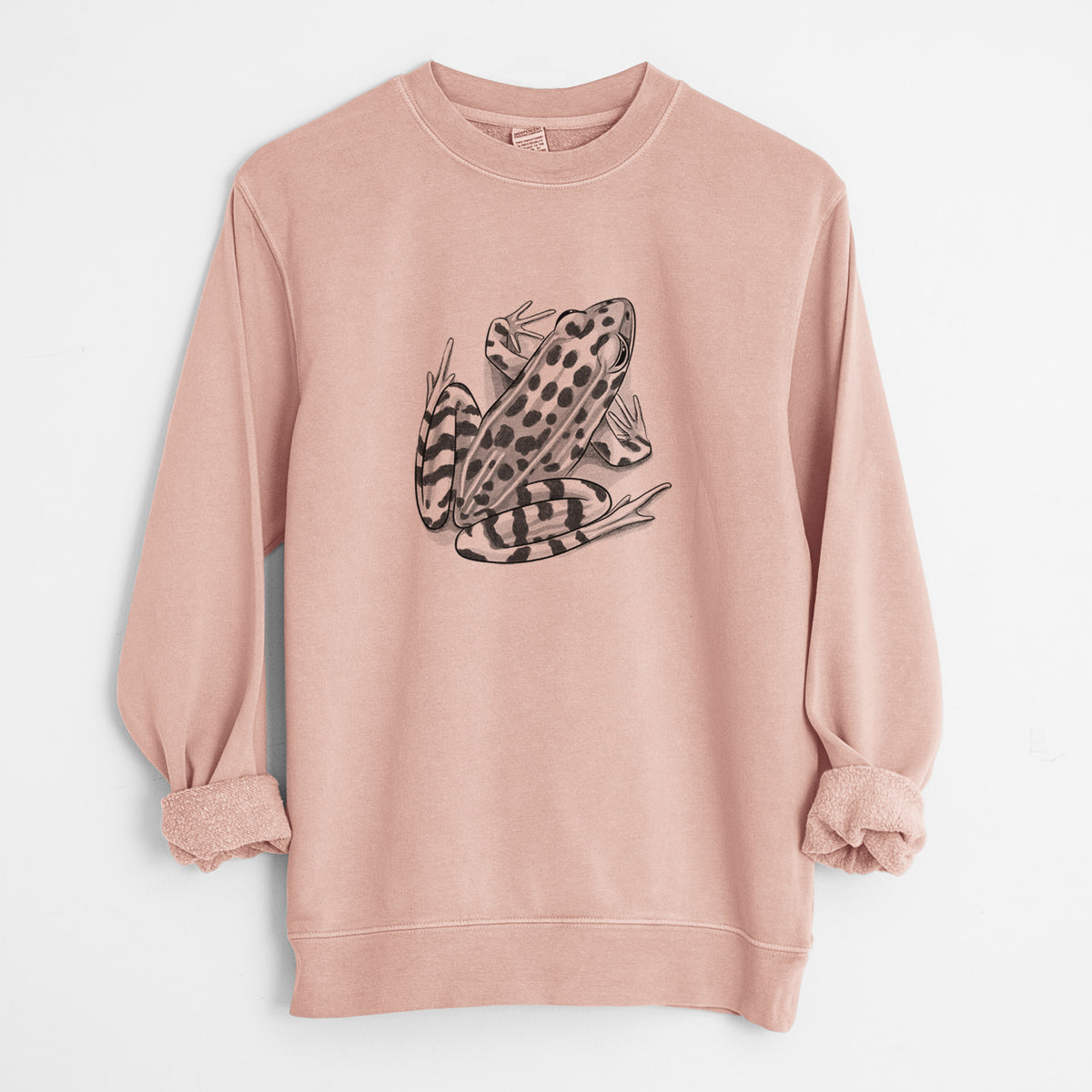 Northern Leopard Frog - Lithobates pipiens - Unisex Pigment Dyed Crew Sweatshirt in Dusty Pink