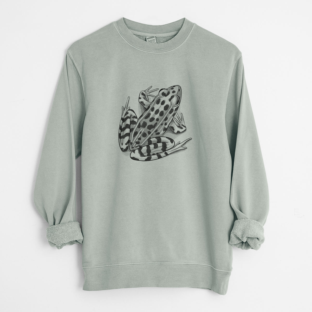 Northern Leopard Frog - Lithobates pipiens - Unisex Pigment Dyed Crew Sweatshirt in Sage