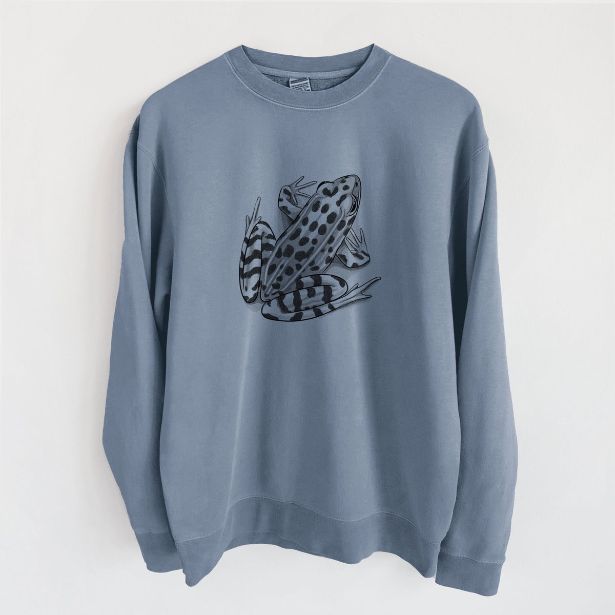 Northern Leopard Frog - Lithobates pipiens - Unisex Pigment Dyed Crew Sweatshirt in Slate Blue
