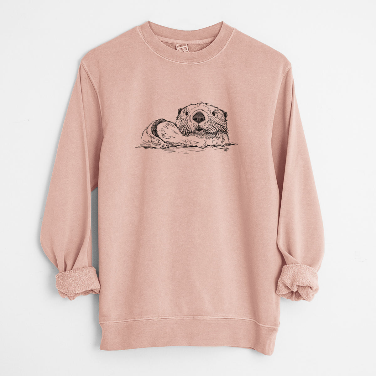 Northern Sea Otter - Enhydra lutris kenyoni - Unisex Pigment Dyed Crew Sweatshirt in Dusty Pink