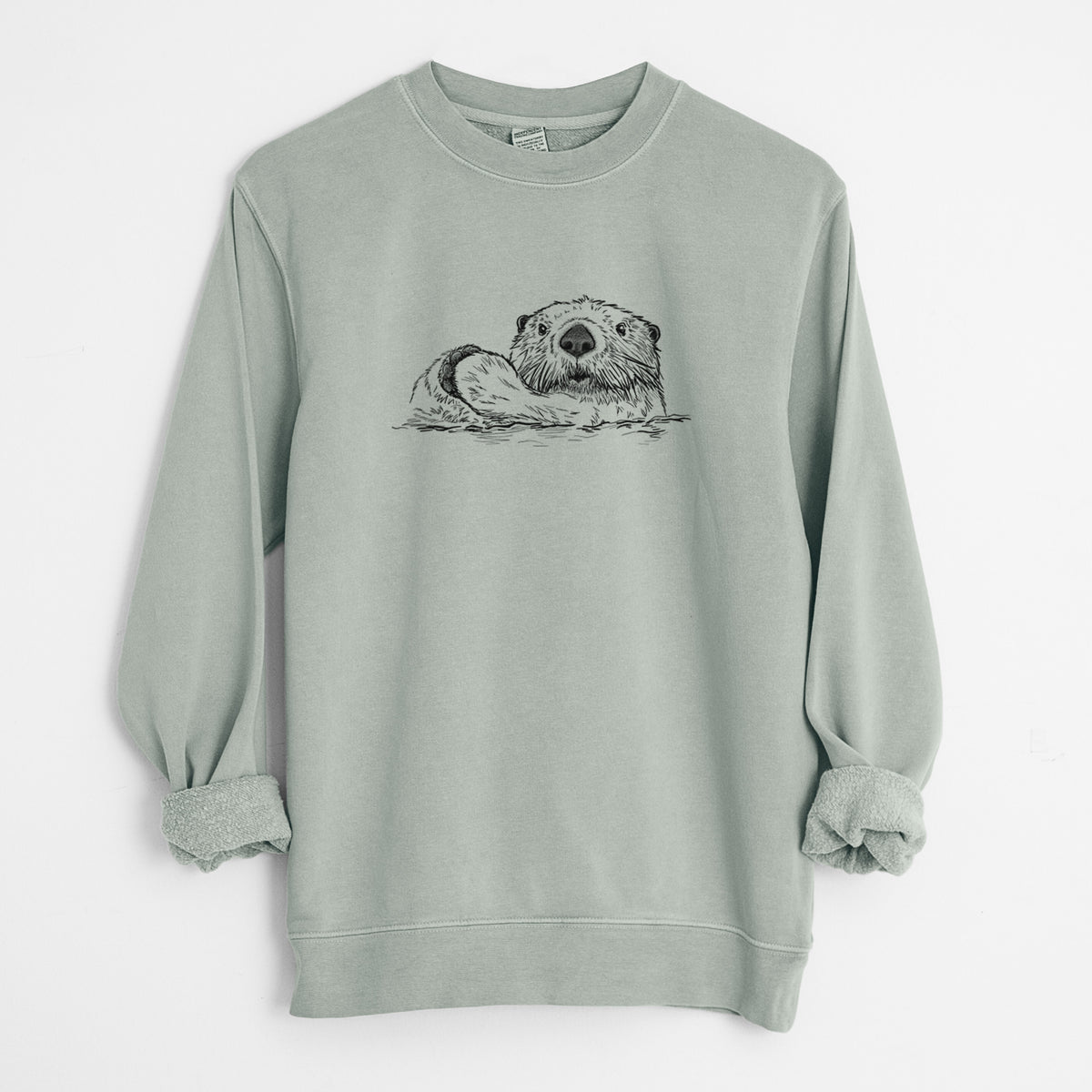 Northern Sea Otter - Enhydra lutris kenyoni - Unisex Pigment Dyed Crew Sweatshirt in Sage