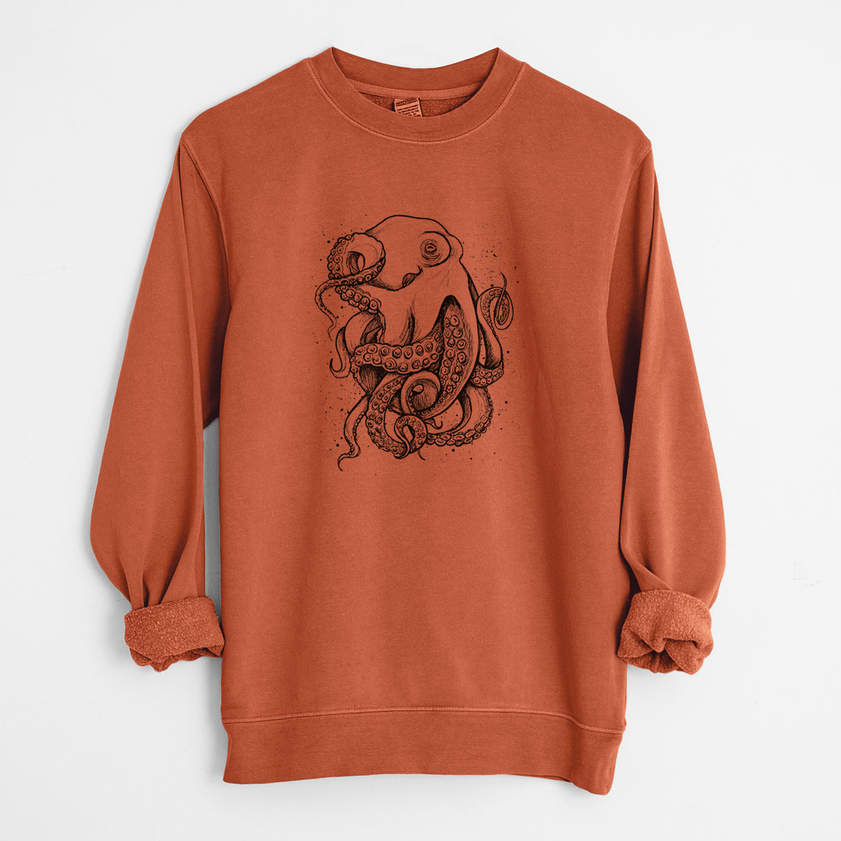 Octopus Vulgaris - Common Octopus - Unisex Pigment Dyed Crew Sweatshirt in Amber