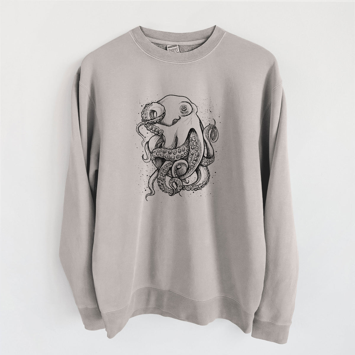 Octopus Vulgaris - Common Octopus - Unisex Pigment Dyed Crew Sweatshirt in Cement