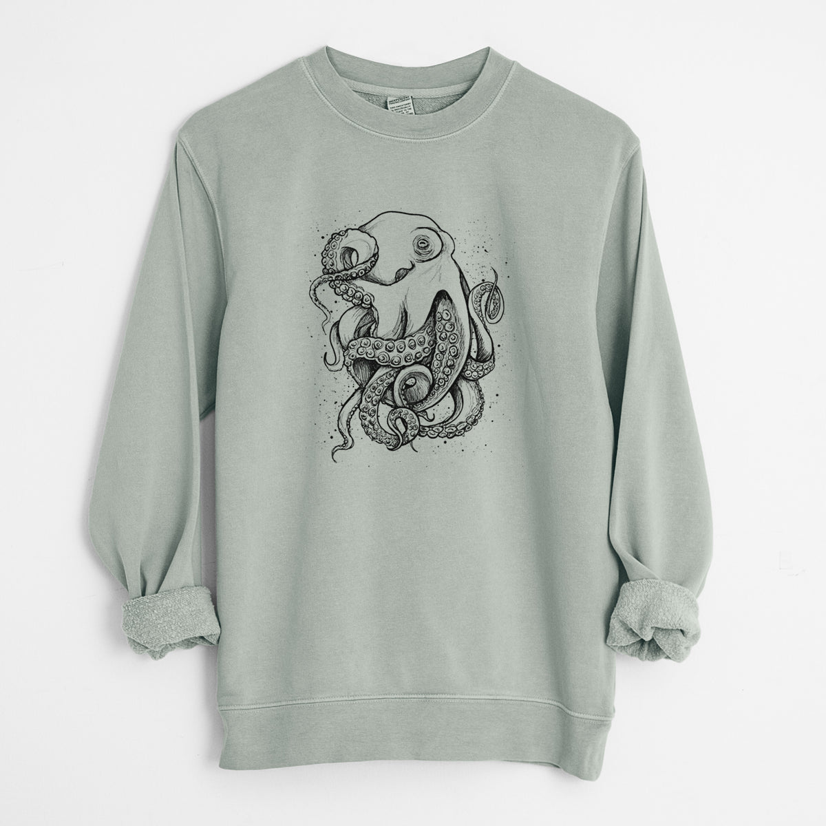 Octopus Vulgaris - Common Octopus - Unisex Pigment Dyed Crew Sweatshirt in Sage