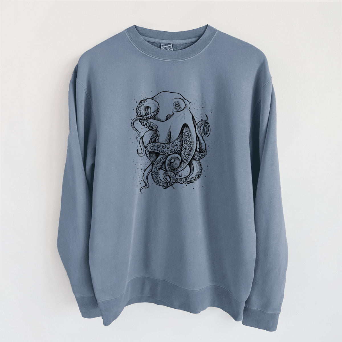 Octopus Vulgaris - Common Octopus - Unisex Pigment Dyed Crew Sweatshirt in Slate Blue
