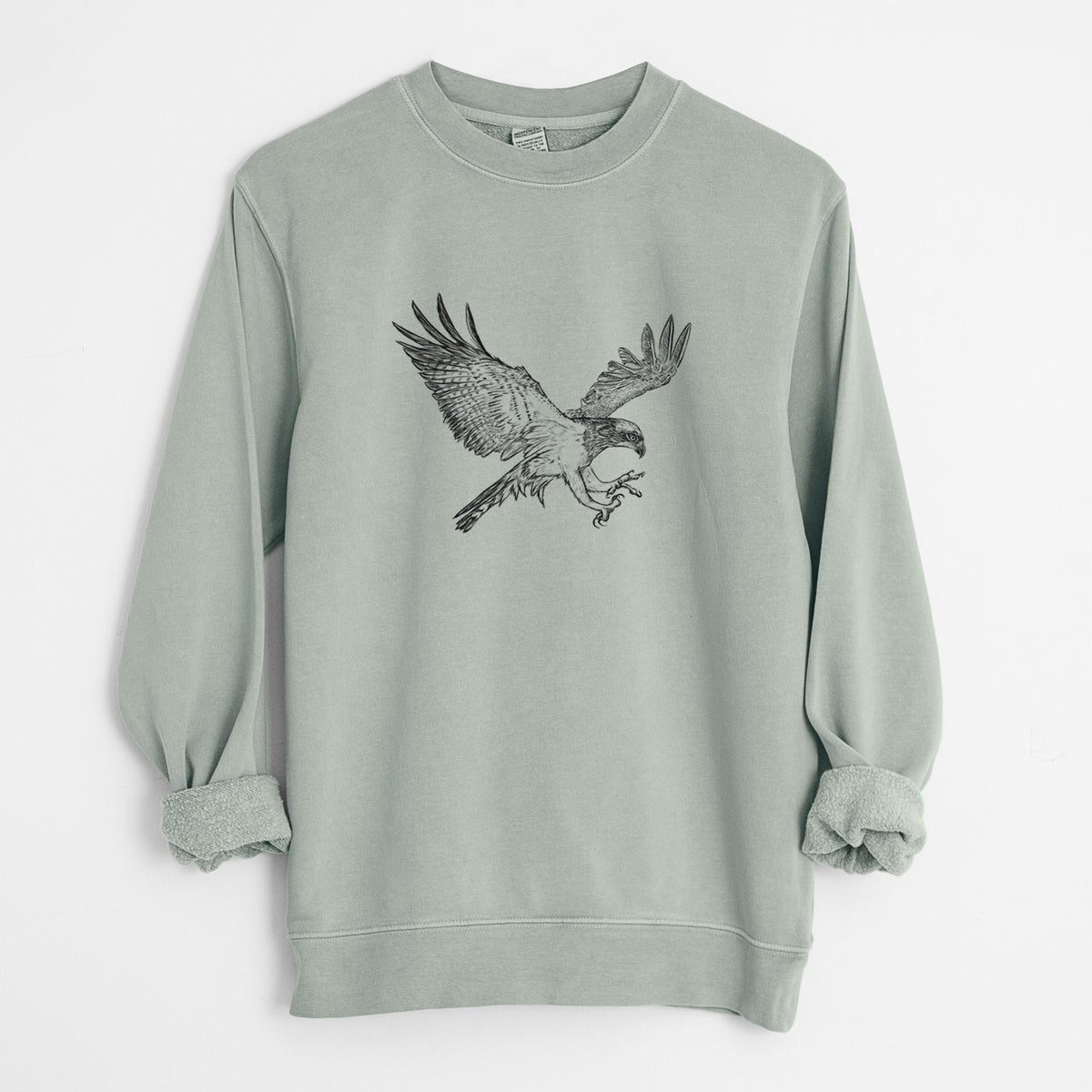 Osprey - Pandion haliaetus - Unisex Pigment Dyed Crew Sweatshirt in Sage