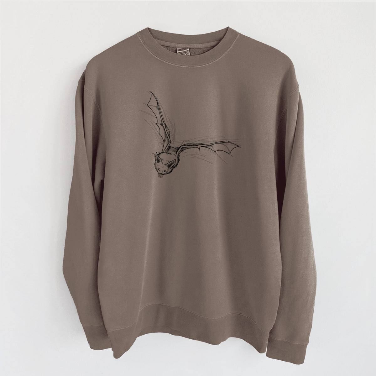 Pallid Bat - Antrozous pallidus - Unisex Pigment Dyed Crew Sweatshirt in Espresso Brown Color