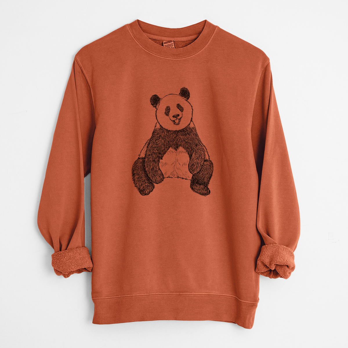 Ailuropoda melanoleuca - Giant Panda Sitting - Unisex Pigment Dyed Crew Sweatshirt in Amber