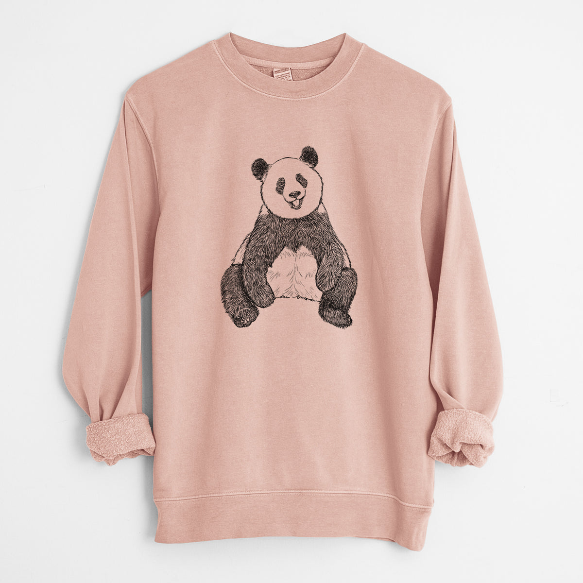 Ailuropoda melanoleuca - Giant Panda Sitting - Unisex Pigment Dyed Crew Sweatshirt in Dusty Pink