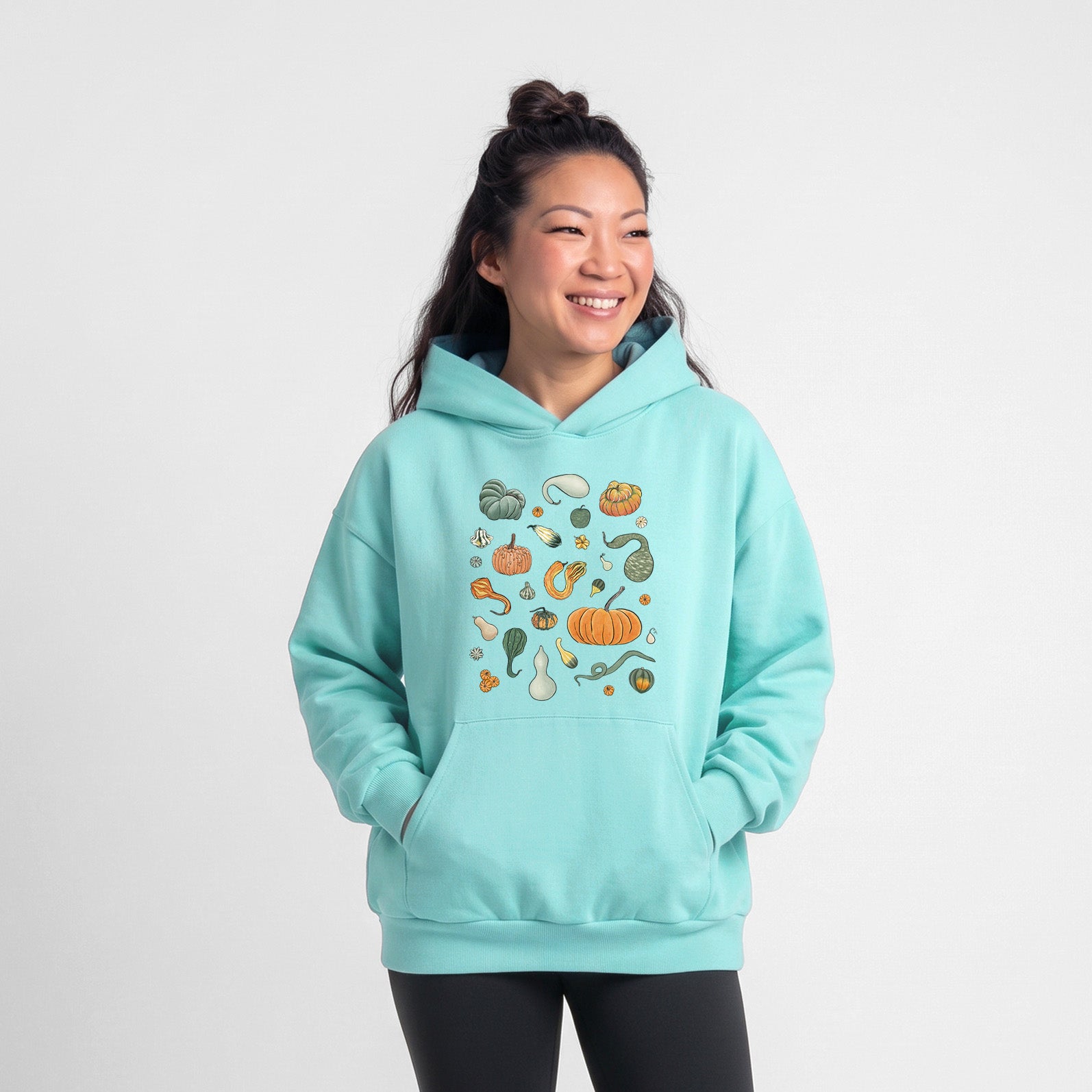 Pumpkin Patch Finds - Statement Midweight Hoodie in Violet, laid flat, showing the oversized boxy fit and front kangaroo pocket.