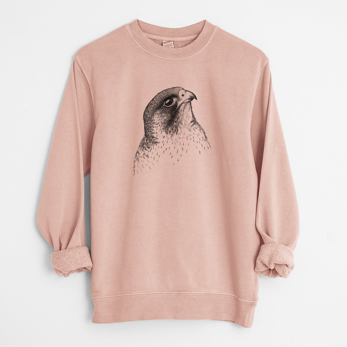Peregrine Falcon - Falco peregrinus - Unisex Pigment Dyed Crew Sweatshirt in Dusty Pink