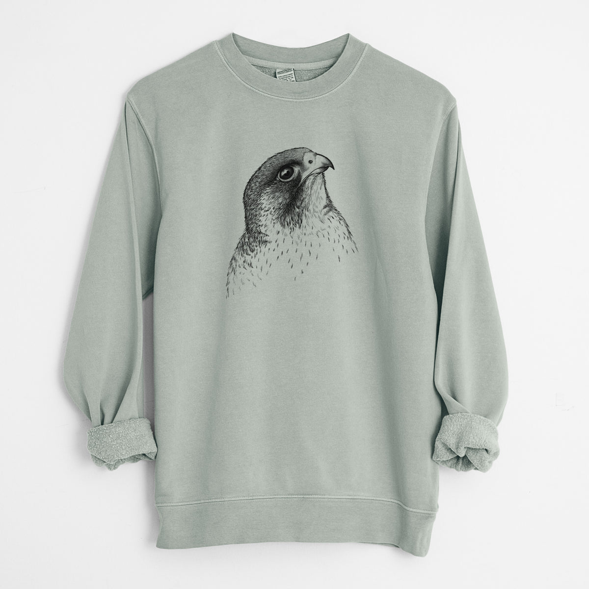 Peregrine Falcon - Falco peregrinus - Unisex Pigment Dyed Crew Sweatshirt in Sage