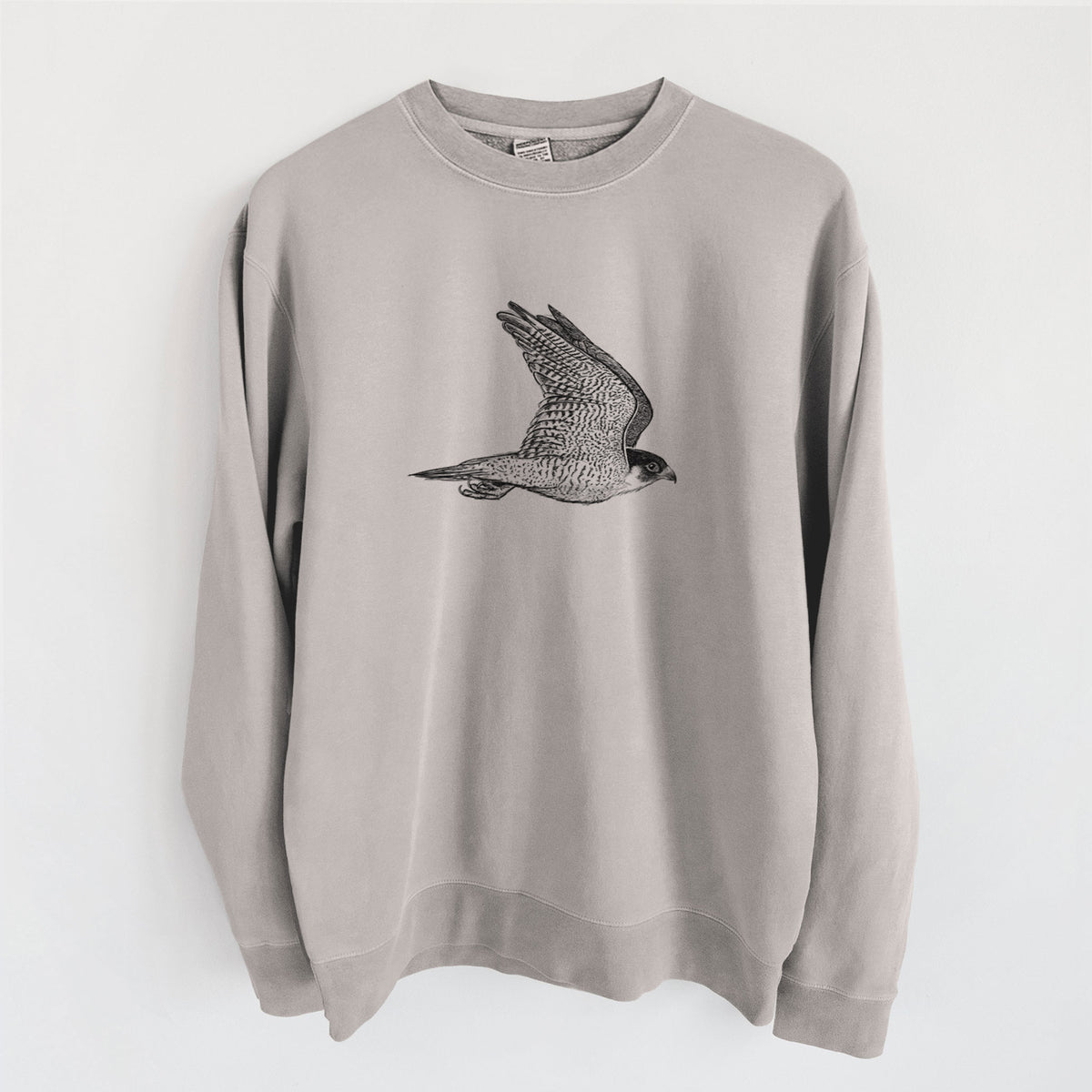 Flying Peregrine - Falco peregrinus - Unisex Pigment Dyed Crew Sweatshirt in Cement