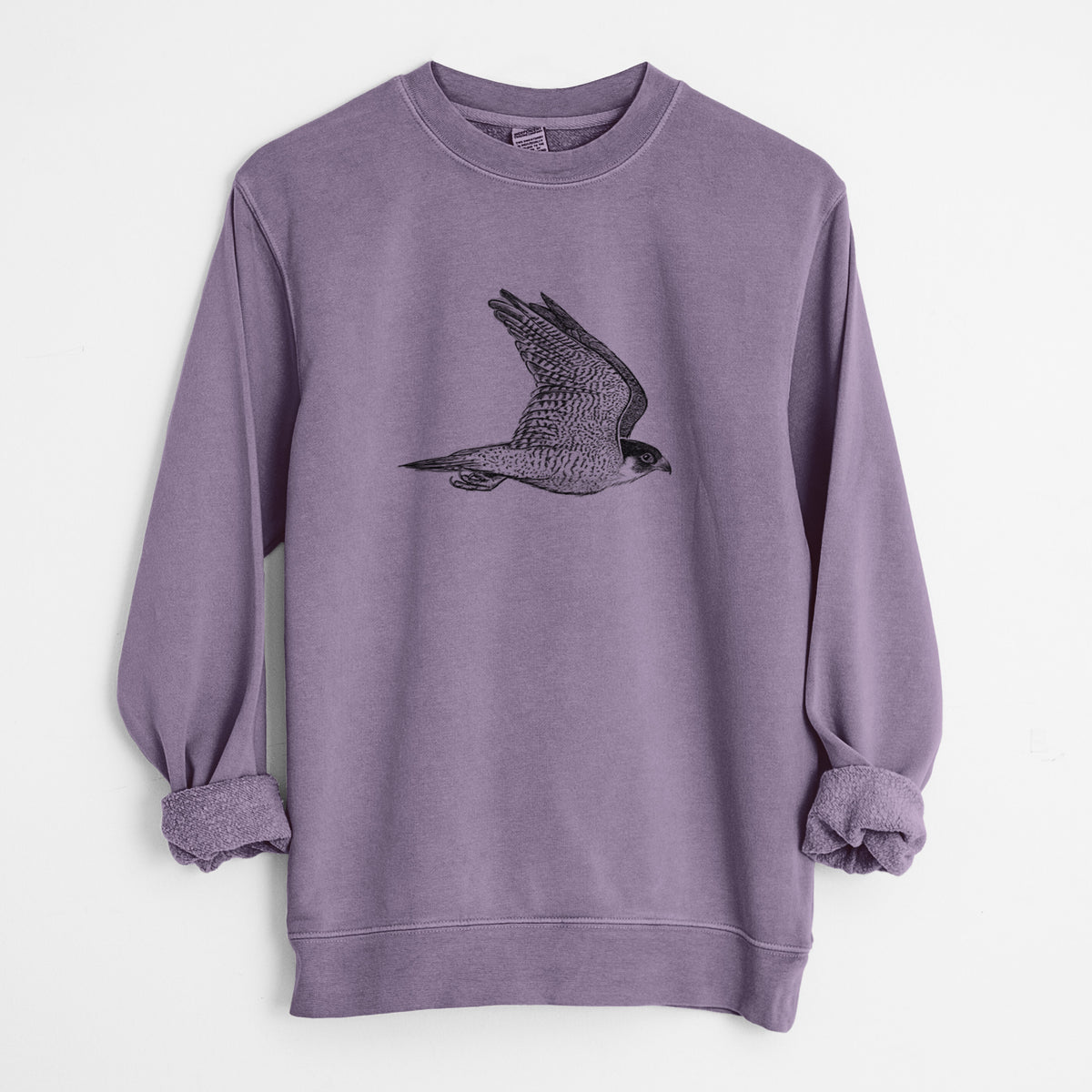 Flying Peregrine - Falco peregrinus - Unisex Pigment Dyed Crew Sweatshirt in Plum